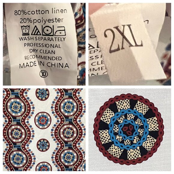 Bohemian 2XLTop Vibrant Medallion Lace-Up Front 1/2 Sleeves Light Breathable - Picture 12 of 16